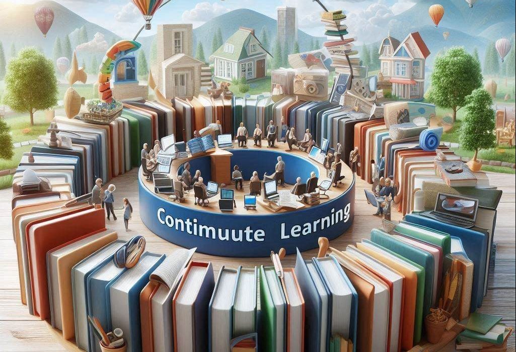 Animaation tyylinen kuva, jossa kirjat muodostavat ympyrän, jonka sisällä on hahmoja.