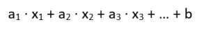 Formula showing a linear combination: a₁ · x₁ + a₂ · x₂ + a₃ · x₃ + … + b.