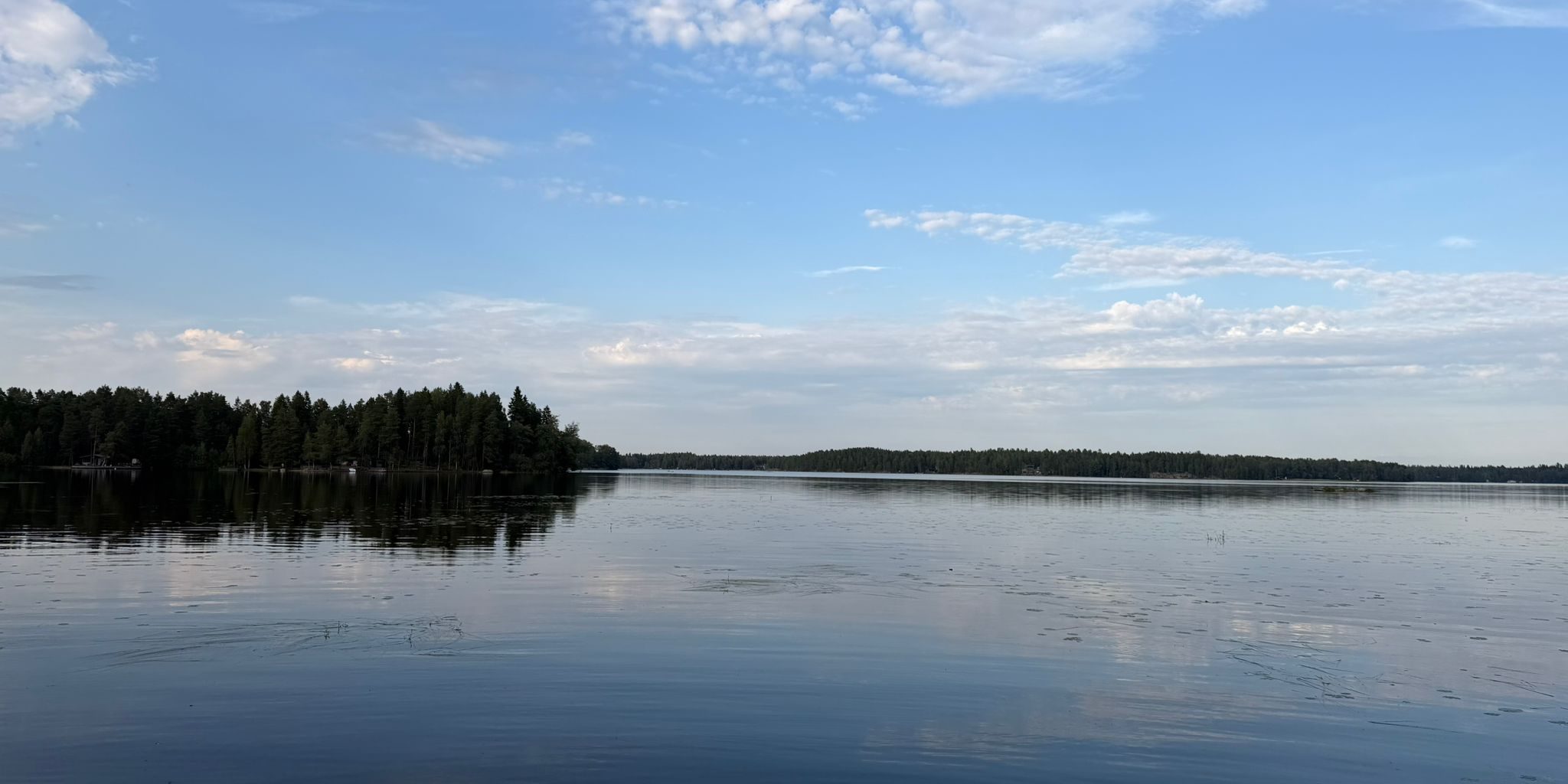 Maisemakuvana nuormijärvi. Kuvassa tyyni järven pinta. taustalla näkyy puustoa.