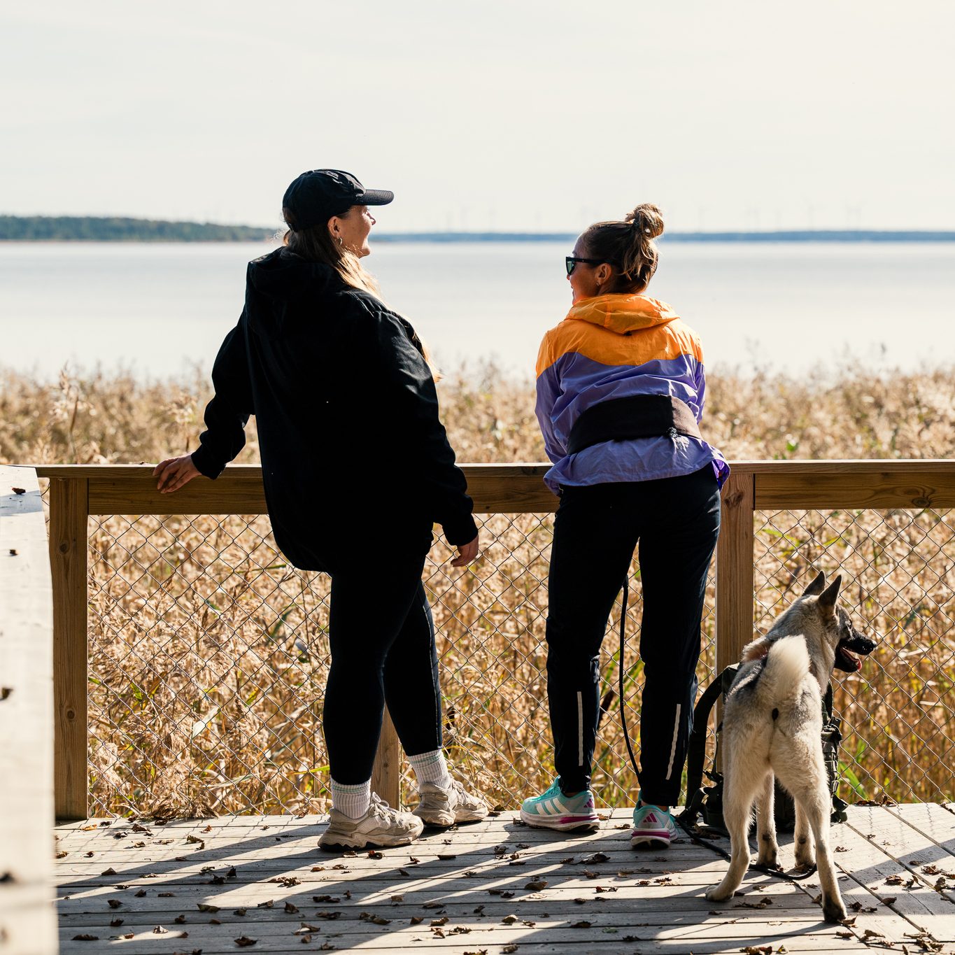 Kaksi henkilöä ihailee Yyterin maisemaa.